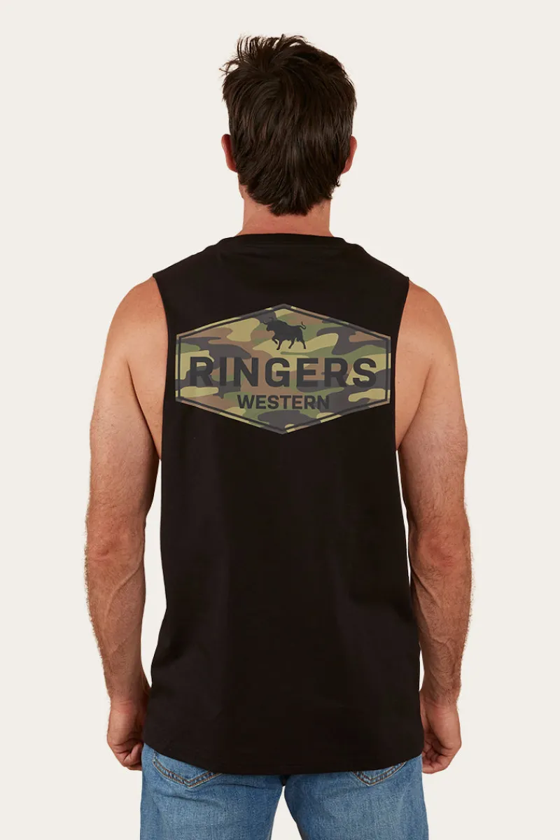 New Ringers Western Servo Mens Muscle Tank - Black/Camo