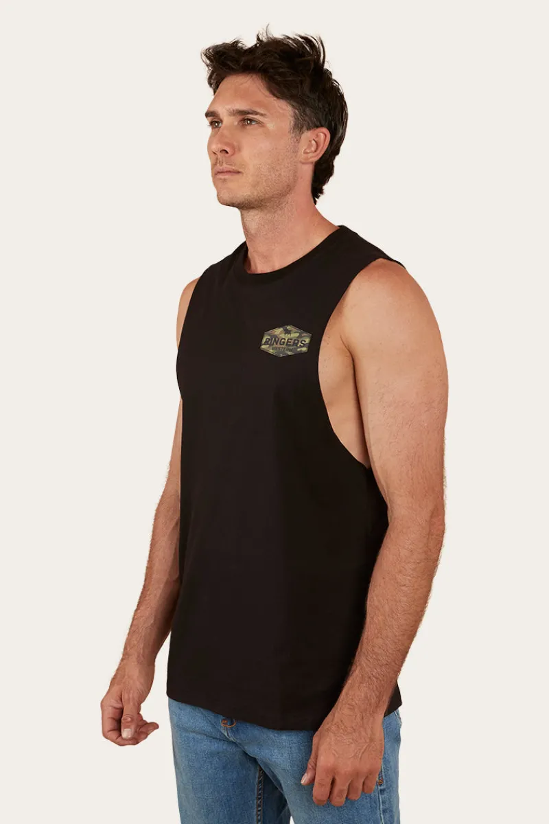 New Ringers Western Servo Mens Muscle Tank - Black/Camo