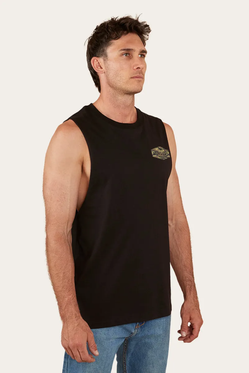 New Ringers Western Servo Mens Muscle Tank - Black/Camo