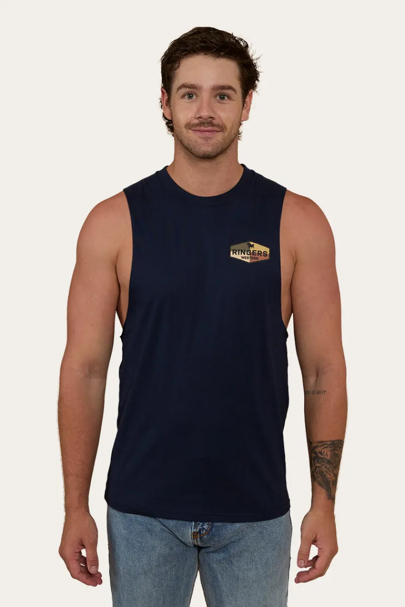 Clearance Ringers Western Servo Mens Muscle Tank - Navy