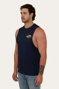 Clearance Ringers Western Servo Mens Muscle Tank - Navy