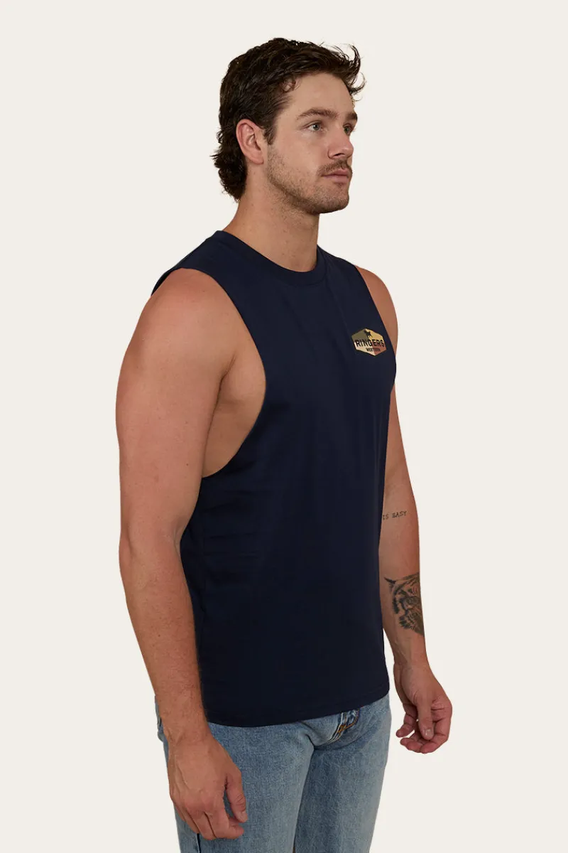 Clearance Ringers Western Servo Mens Muscle Tank - Navy