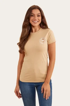 Best Ringers Western Signature Bull Flag Womens Classic Fit T-Shirt - Dark Sand