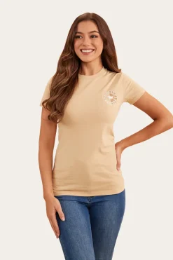 Best Ringers Western Signature Bull Flag Womens Classic Fit T-Shirt - Dark Sand