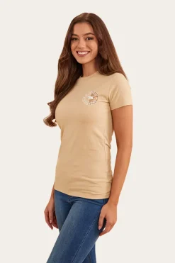 Best Ringers Western Signature Bull Flag Womens Classic Fit T-Shirt - Dark Sand
