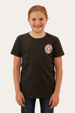 Clearance Ringers Western Signature Bull Kids Classic Fit T-Shirt - Charcoal/Pink Camo