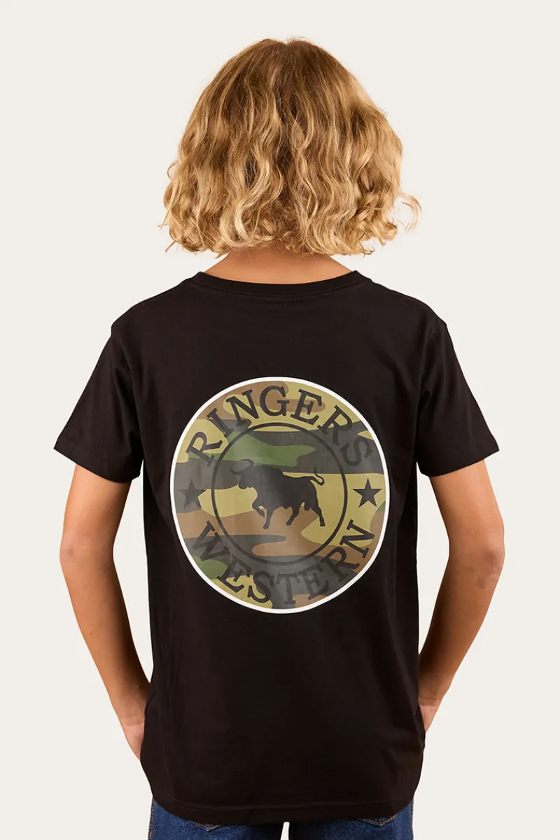 Ringers Western Signature Bull Kids Classic Fit T-Shirt - Black/Camo