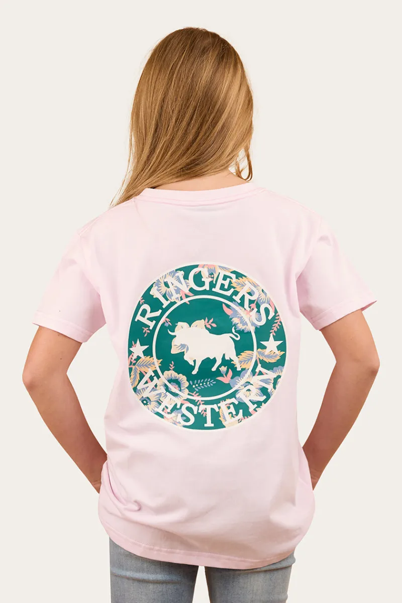 Sale Ringers Western Signature Bull Kids Classic T-Shirt - Barley Pink / Floral