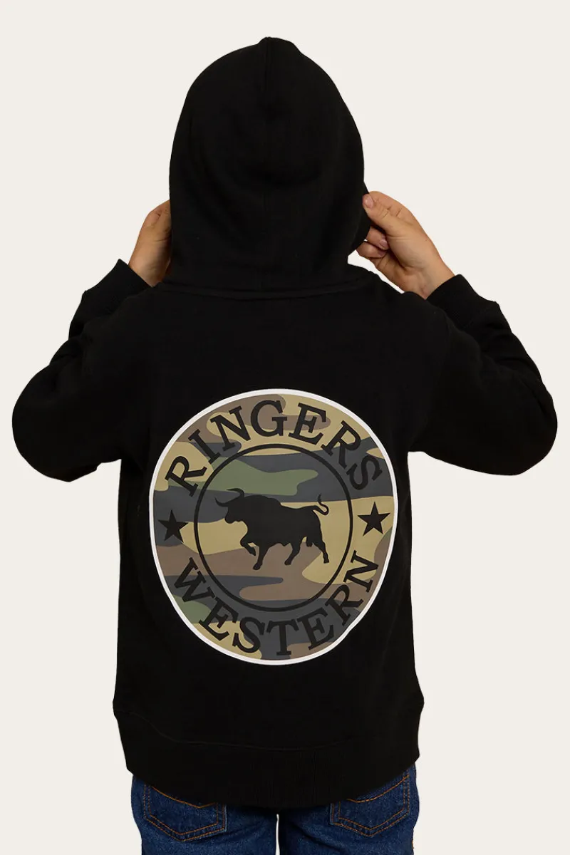 Best Ringers Western Signature Bull Kids Pullover Hoodie - Black/Camo