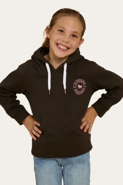 Hot Ringers Western Signature Bull Kids Pullover Hoodie - Charcoal/Rosey