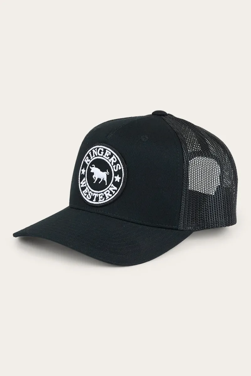 Clearance Ringers Western Signature Bull Kids Trucker Cap - Black / White