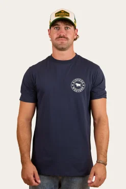 New Ringers Western Signature Bull Mens Classic T-Shirt - Navy/White