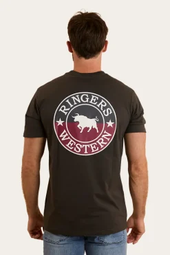 Outlet Ringers Western Signature Bull Mens Classic T-Shirt - Charcoal / Split