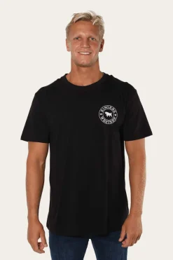 Outlet Ringers Western Signature Bull Mens Classic T-Shirt - Black/White