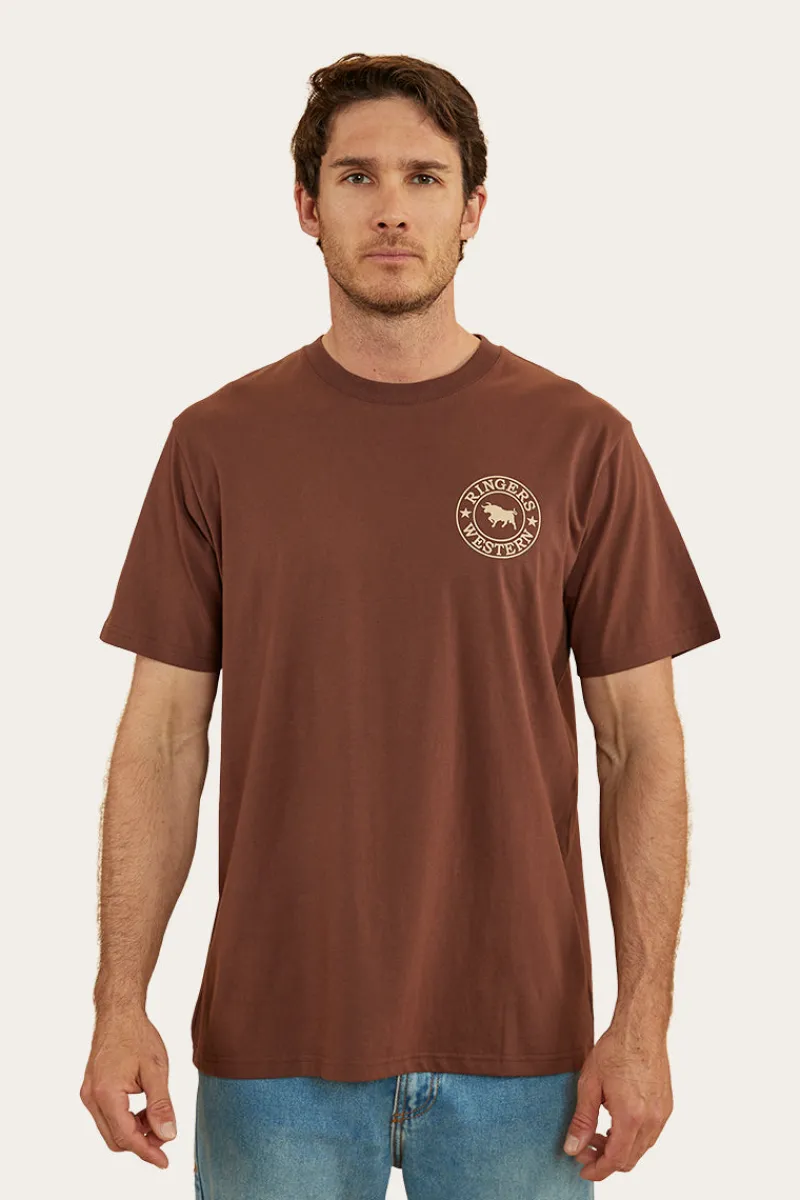 Sale Ringers Western Signature Bull Mens Loose Fit T-Shirt - Chocolate/Dark Sand