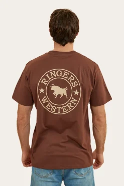 Sale Ringers Western Signature Bull Mens Loose Fit T-Shirt - Chocolate/Dark Sand
