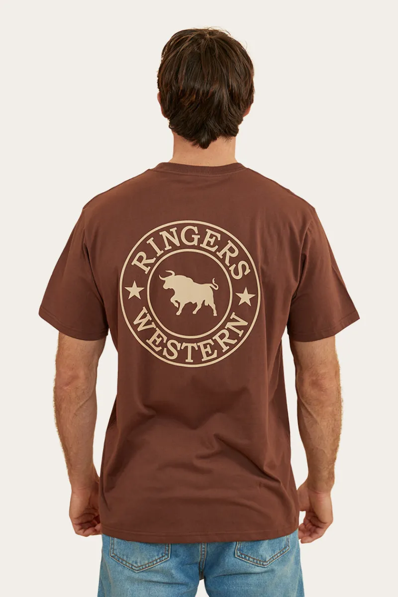 Sale Ringers Western Signature Bull Mens Loose Fit T-Shirt - Chocolate/Dark Sand