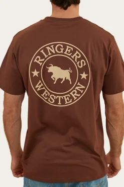 Sale Ringers Western Signature Bull Mens Loose Fit T-Shirt - Chocolate/Dark Sand