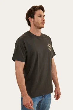 Online Ringers Western Signature Bull Mens Loose Fit T-Shirt - Charcoal/Dark Sand