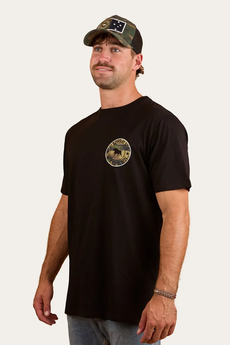 Discount Ringers Western Signature Bull Mens Loose Fit T-Shirt - Black/Camo