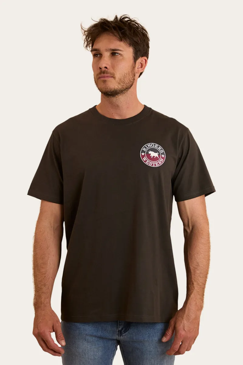 Best Ringers Western Signature Bull Mens Loose T-Shirt - Charcoal / Split