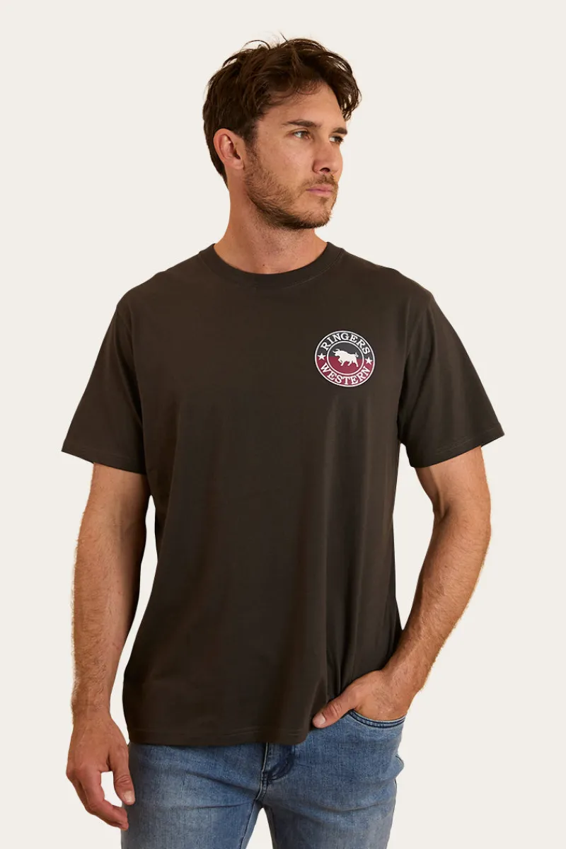 Best Ringers Western Signature Bull Mens Loose T-Shirt - Charcoal / Split