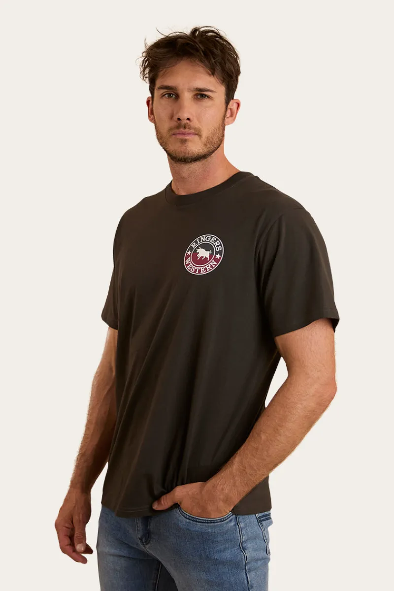 Best Ringers Western Signature Bull Mens Loose T-Shirt - Charcoal / Split