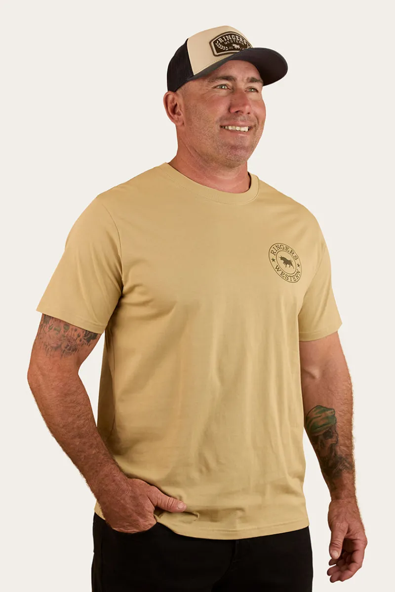 Ringers Western Signature Bull Mens Loose T-Shirt - Pale Olive / Military Green