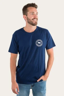 Discount Ringers Western Signature Bull Mens Loose Fit T-Shirt - Navy/White