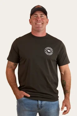 New Ringers Western Signature Bull Mens Loose Fit T-Shirt - Charcoal / White