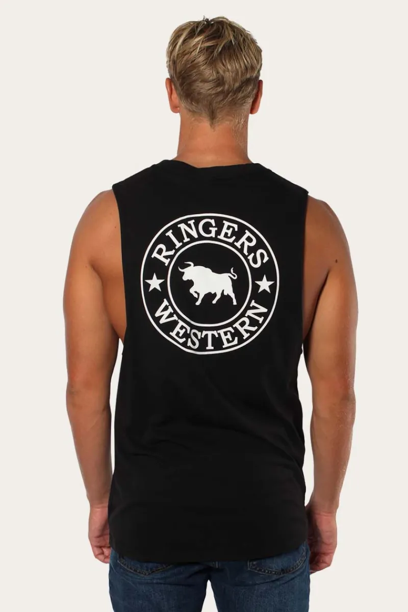 Outlet Ringers Western Signature Bull Mens Muscle Tank - Black/White