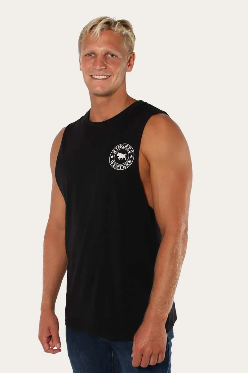 Outlet Ringers Western Signature Bull Mens Muscle Tank - Black/White