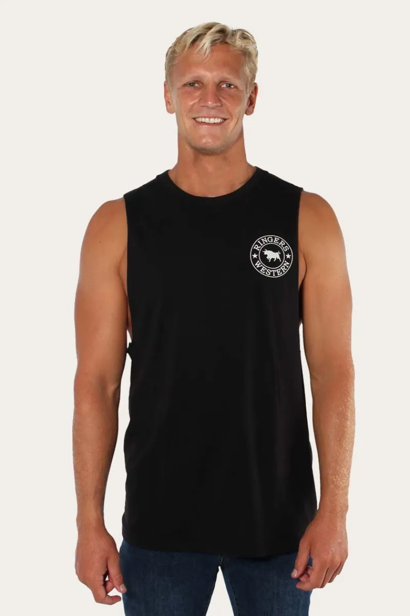 Outlet Ringers Western Signature Bull Mens Muscle Tank - Black/White