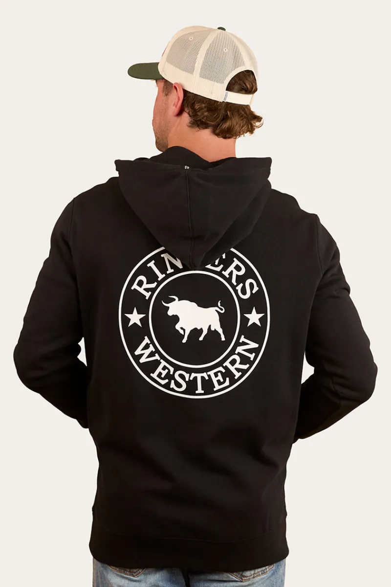 Ringers Western Signature Bull Mens Pullover Hoodie - Black/White