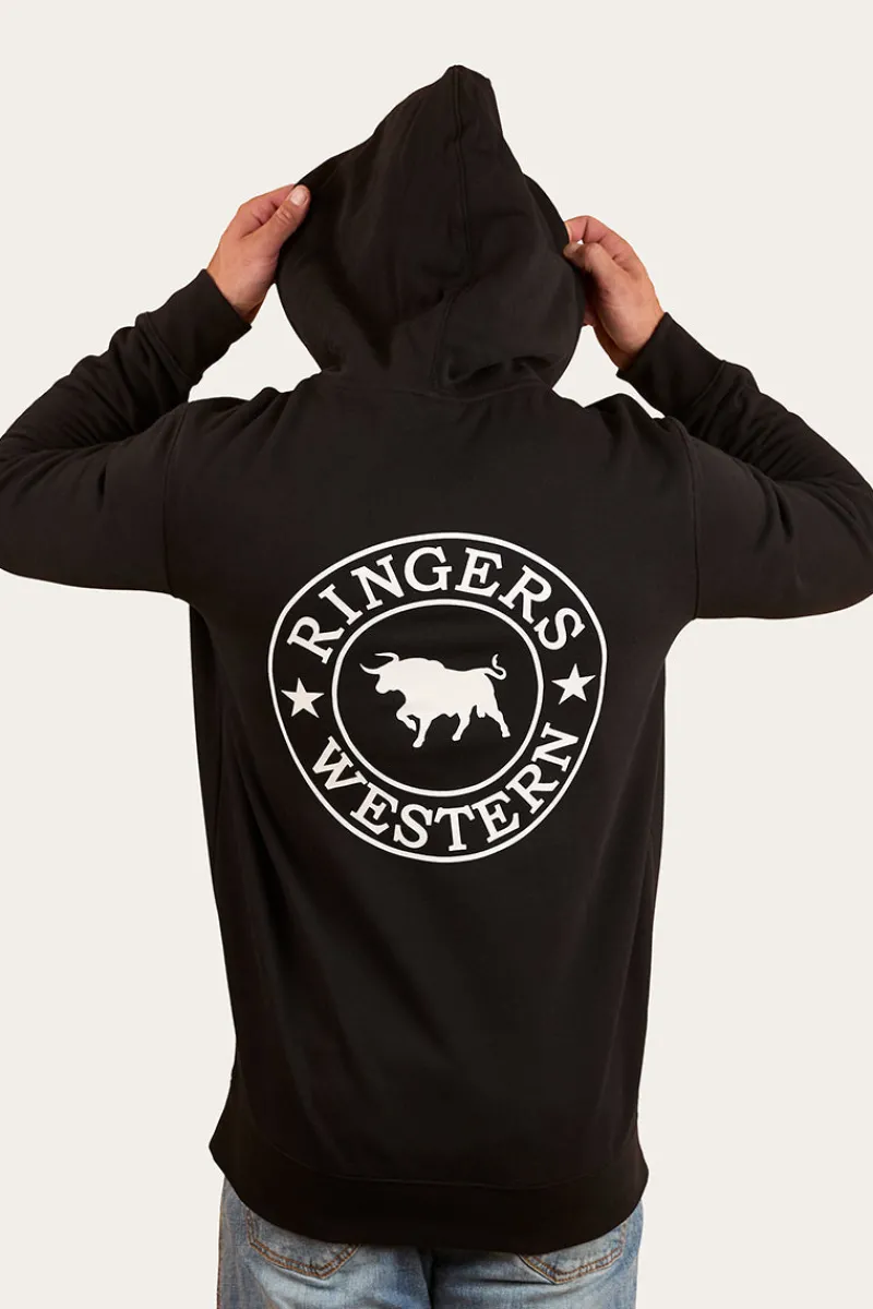 Ringers Western Signature Bull Mens Pullover Hoodie - Black/White