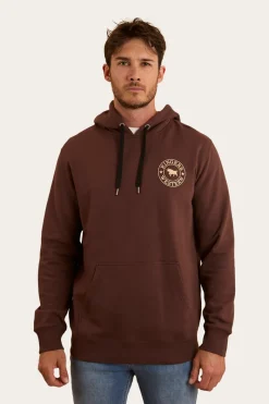 Outlet Ringers Western Signature Bull Mens Pullover Hoodie - Chocolate / Dark Sand