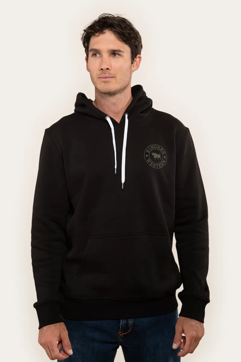 Clearance Ringers Western Signature Bull Mens Pullover Hoodie - Black/Military Green