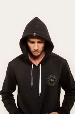 Clearance Ringers Western Signature Bull Mens Pullover Hoodie - Black/Military Green