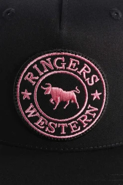 Online Ringers Western Signature Bull Trucker Black with Black & Pink Patch