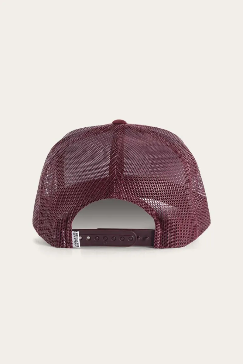 Discount Ringers Western Signature Bull Trucker Burgundy with Burgundy & White Patch