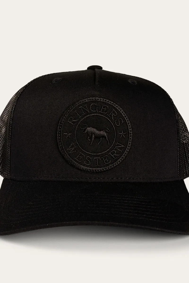 Discount Ringers Western Signature Bull Trucker Cap - Black/Black