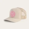 Hot Ringers Western Signature Bull Trucker Cap - Bone/Pink
