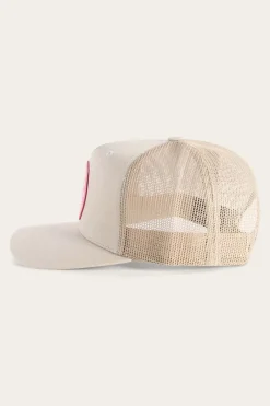 Hot Ringers Western Signature Bull Trucker Cap - Bone/Pink