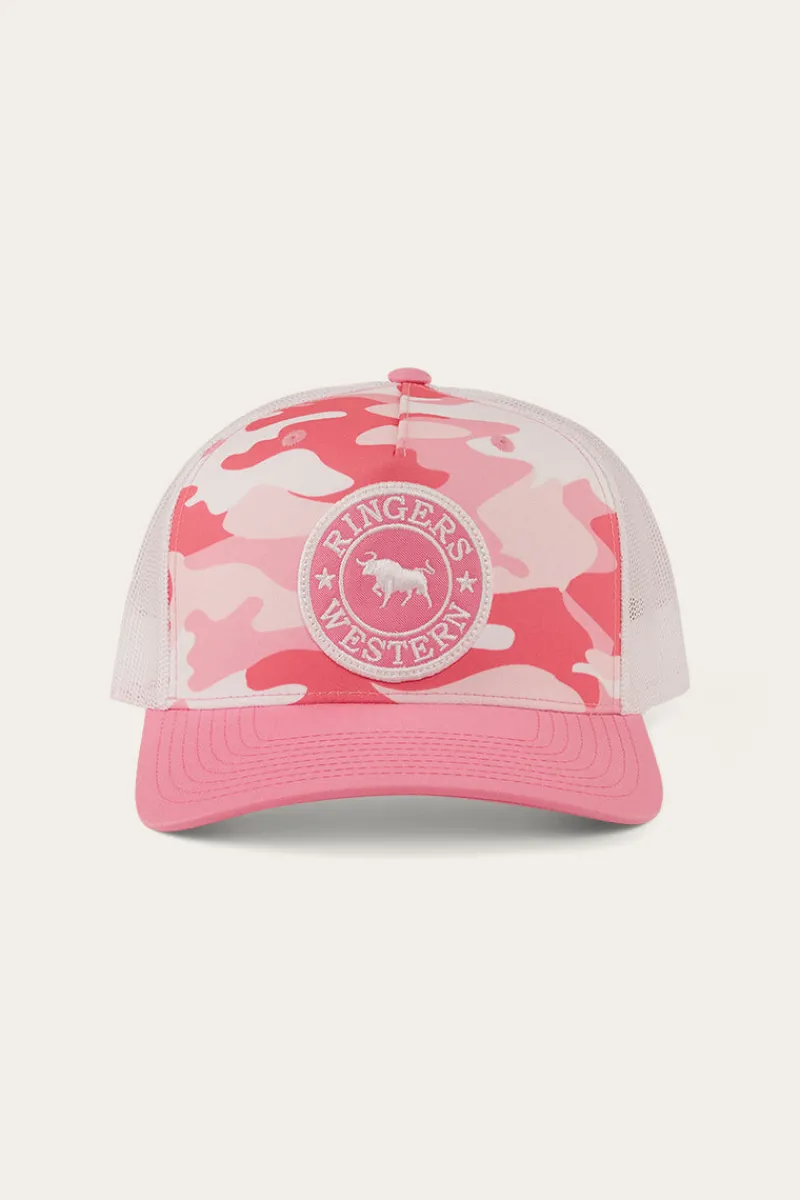 Clearance Ringers Western Signature Bull Trucker Cap - Pink Camo