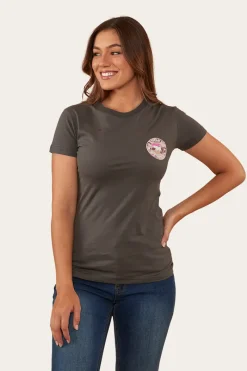 Online Ringers Western Signature Bull Womens Classic Fit T-Shirt - Vintage Black/Pink Camo