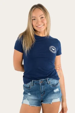 Online Ringers Western Signature Bull Womens Classic Fit T-Shirt - Navy/White