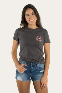 Ringers Western Signature Bull Womens Classic Fit T-Shirt - Vintage Black/Strawberry