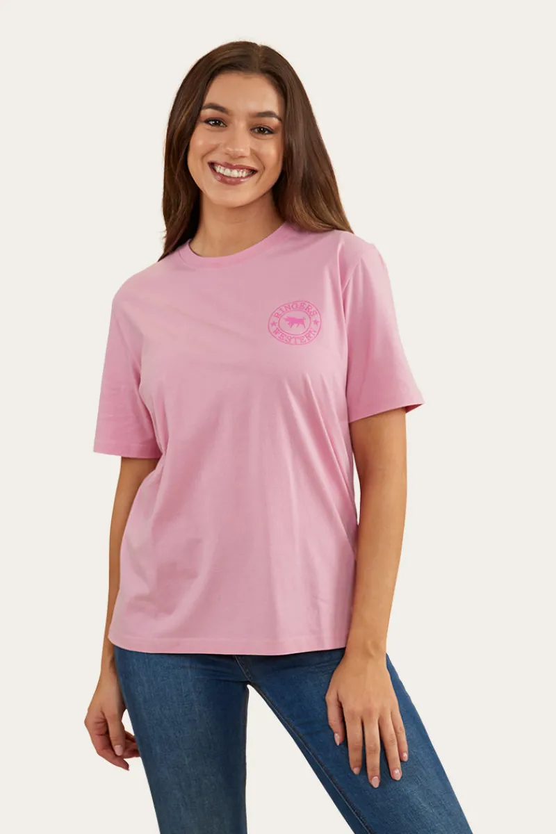 Clearance Ringers Western Signature Bull Womens Loose Fit T-Shirt - Pastel Pink/Candy