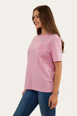 Clearance Ringers Western Signature Bull Womens Loose Fit T-Shirt - Pastel Pink/Candy