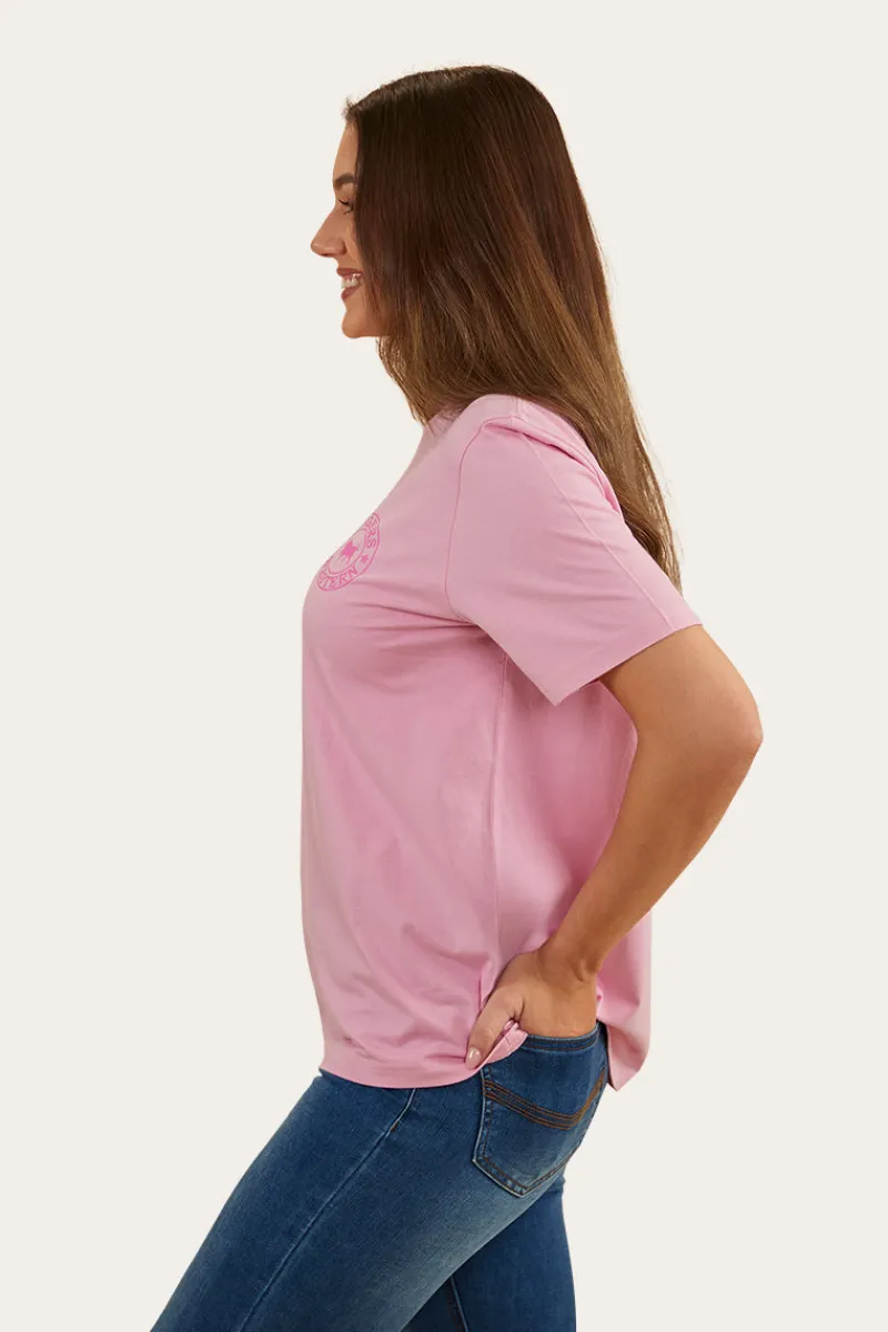 Clearance Ringers Western Signature Bull Womens Loose Fit T-Shirt - Pastel Pink/Candy